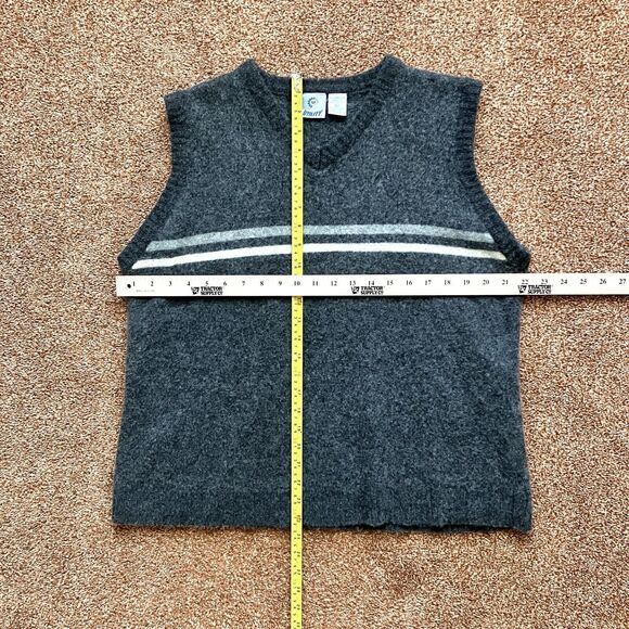 Sweater Vest Men’s XL Lambs Wool Gray With Stripes Y2K - Picture 5 of 5